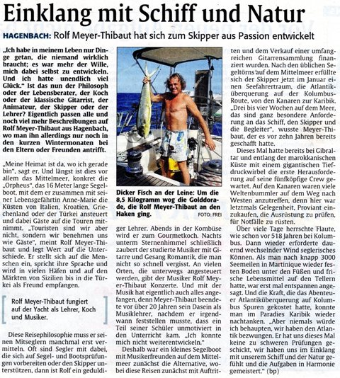 Unsere Atlantik Überquerung in die Presse